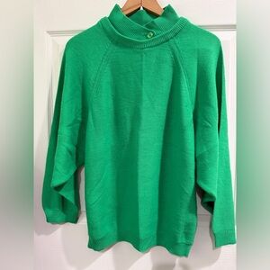 VTG Eileen Slime Green Women's Sweater Unique Button Colllar dopamine